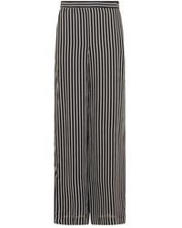 Michael Kors - Broeken ,Zwart ,Polyester Gestreepte Wijde Georgette Broek - Lyst