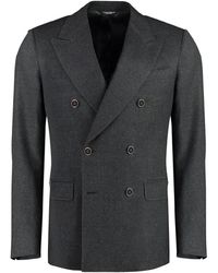 Dolce & Gabbana - Jassen ,Grijs ,Wol Double-Breasted Wollen Blazer - Lyst
