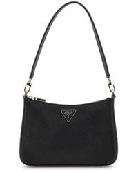 Guess - Tassen ,Zwart ,Leer Zwarte Eco-Leren Schoudertas - Lyst