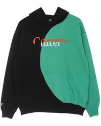 Iuter - Hoodies & Sweatvesten ,Zwart ,Katoen Zwarte Split Hoodie Met Wortelontwerp - Lyst