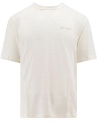 Palm Angels - Weißes leinen crew-neck t-shirt - Lyst