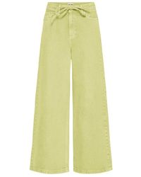Ichi - Broeken ,Groen ,Wide Broeken - Lyst