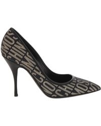 Moschino - Schwarzer und goldener logo lurex pump - Lyst