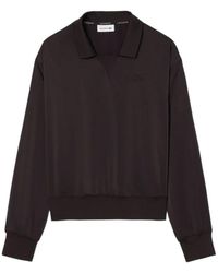 Lacoste - Truien & Vesten ,Bruin ,Polyester V-Hals Truien - Lyst