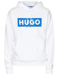HUGO - Hoodies & Sweatvesten ,Wit ,Katoen Nalves Sweatshirt - Lyst