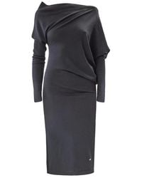 Moschino - Kleedjes ,Zwart ,Wol Abito Asimetrico - Lyst