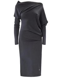 Moschino - Kleedjes ,Zwart ,Wol Abito Asimetrico - Lyst