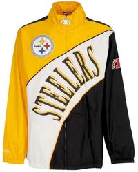 Mitchell & Ness - Fitness ,Veelkleurig ,Polyester Nfl Gebogen Windbreaker Pittsburgh Steelers Viering - Lyst
