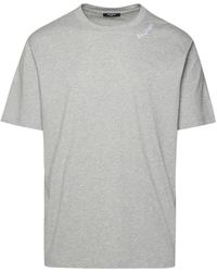 Balmain - Graues baumwoll-t-shirt mit logo-stickerei - Lyst