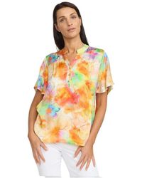 2-Biz - Bunte Bluse Mit Volantärmeln - Lyst