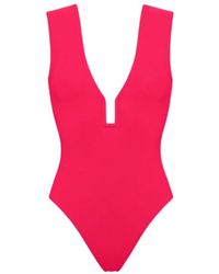 Eres - Badmode ,Roze ,Diepe V-Hals Badpak Grenadine - Lyst