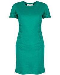 Silvian Heach - Kleedjes ,Groen ,Katoen Mini-Jurk Met Ronde Hals En Korte Mouwen - Lyst
