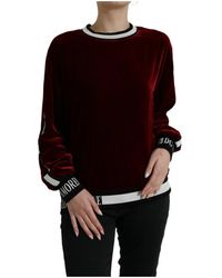 Dolce & Gabbana - Luxuriöser Burgunderroter Pullover Aus Seidenmischung - Lyst