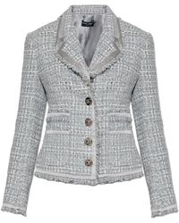 Dolce & Gabbana - Jassen ,Grijs ,Tweed Tweed Jasje Met Lurex Draad - Lyst
