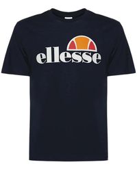 Ellesse - Tops ,Blauw ,Katoen Blauw Uitgebreid Logo T-Shirt Mannen - Lyst