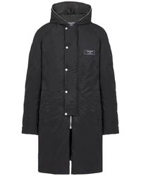 Balmain - Jassen ,Zwart ,Nylon Lange Gewatteerde Nylon Jas - Lyst