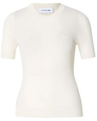 Lacoste - Truien & Vesten ,Wit ,Rondgebreide Trui - Lyst