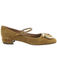 Ferragamo - Marry Suede Gancini Ballerina Flats - Lyst