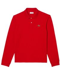 Lacoste - Tops ,Rood ,Katoen Klassieke Polo Met Lange Mouwen - Lyst