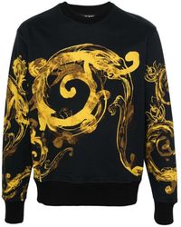 Versace Jeans Couture - Schwarzer fleece panel barock pullover - Lyst
