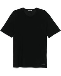 Jil Sander - Schwarzes baumwoll-t-shirt und polo,logo print schwarzes t-shirt polos - Lyst