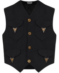 Versace - Jassen ,Zwart ,Wol Wolvest Met Applicaties - Lyst
