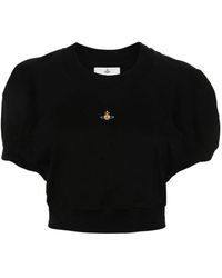 Vivienne Westwood - Camiseta de algodón negra con cuello redondo y logo orb - Lyst