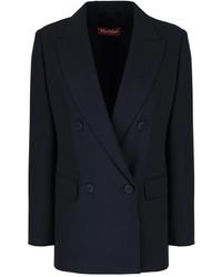 Max Mara - Jassen ,Blauw ,Wol Grembo Fitted Wool Crepe Blazer - Lyst