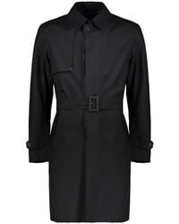 Herno - Jassen ,Zwart ,Leer Elegante Trenchcoat Met Verstelbare Riem - Lyst