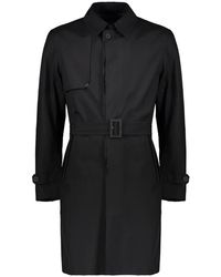 Herno - Jassen ,Zwart ,Leer Elegante Trenchcoat Met Verstelbare Riem - Lyst