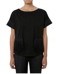 MEIMEIJ - Tops ,Zwart ,Katoen Zwarte T-Shirt 100% Katoen - Lyst