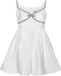 Self-Portrait - Weiße texturierte kleid mit diamanté details - Lyst