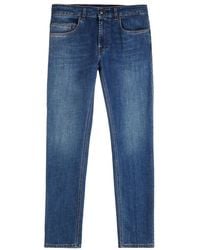 Fay - Jeans ,Blauw ,Katoen Blauwe Slim-Fit Stretch Jeans - Lyst