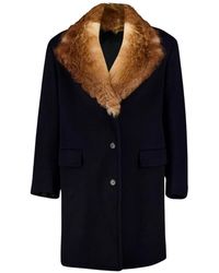 Prada - Wollen Jas Met Shearling Kraag - Lyst