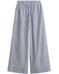 GANT - Broeken ,Blauw ,Gestreept Poplin Wide Broeken - Lyst