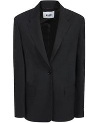 MSGM - Schwarzer Wollmischung Maßgeschneiderte Jacke - Lyst
