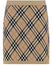 Burberry - Check Knit Mini Skirt - Lyst