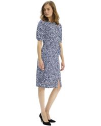 iN FRONT - Rosy Kleid Blau Mit Puffärmeln - Lyst