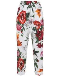 Dolce & Gabbana - Hose Aus Popeline Mit Blumenprint - Lyst
