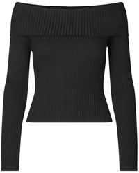 Envii - Off-Shoulders Gebreide Top Zwart - Lyst