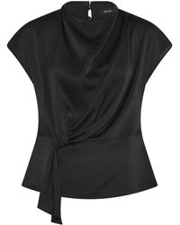 Bruuns Bazaar - Overhemden ,Zwart ,Polyester Zwarte Blouse Met Drapering - Lyst