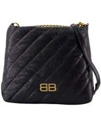 Balenciaga - Schwarze leder-schultertasche crushed calf - Lyst