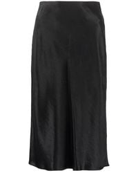 Vince - Flared High-Rise Crushed Satin Midi Rok - Lyst