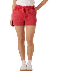 Colourful Rebel - Rote Acid Wash Sweat Shorts Für Frauen - Lyst