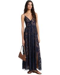 Michael Kors - Kleedjes ,Blauw ,Katoen Corded Floral Lace Maxi Dress - Lyst