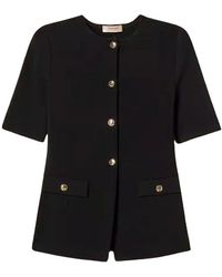 Twinset - Jassen ,Zwart ,Gebreid Jasje Met Knopen - Lyst