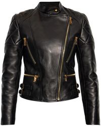 Versace - Jassen ,Zwart ,Leer Leren Jas - Lyst