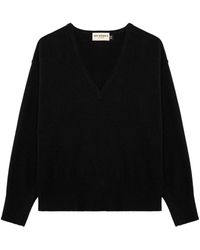 Roy Rogers - Truien & Vesten ,Zwart ,Wol Zwarte Sweaters Met V-Hals En Ribboorden - Lyst