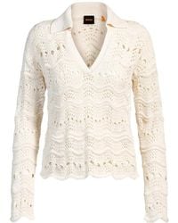 HUGO - Truien & Vesten ,Katoen Geperforeerde Katoenen Trui Met Johnny C-Kraag - Lyst