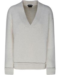 Tom Ford - Truien & Vesten ,Grijs ,Alpaca V-Hals Pullover Trui - Lyst